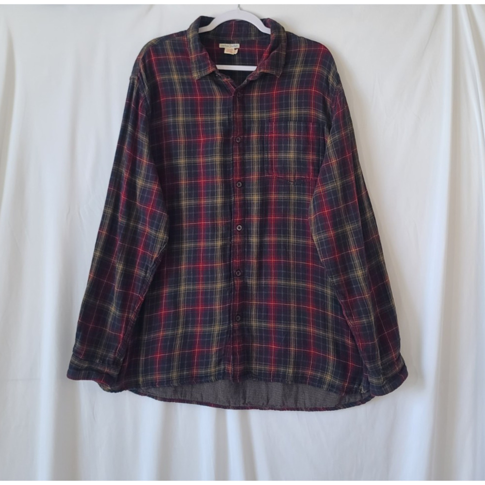 Carbon2Cobalt Mens Effortlessly Cool Red Blue Yellow Plaid Button Down Shirt XL